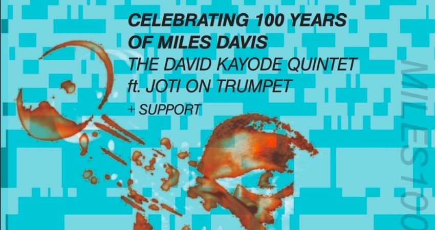 abstract image of Miles Davis on blue background